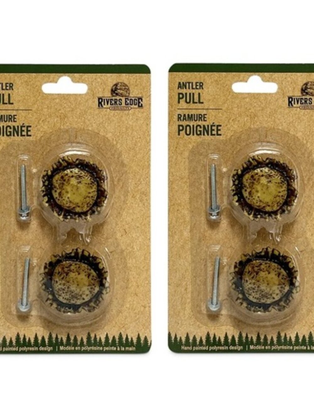 Set of Four (4) Rivers Edge Antler Drawer Knobs 2" round 3/4" tall Four (4) 657
